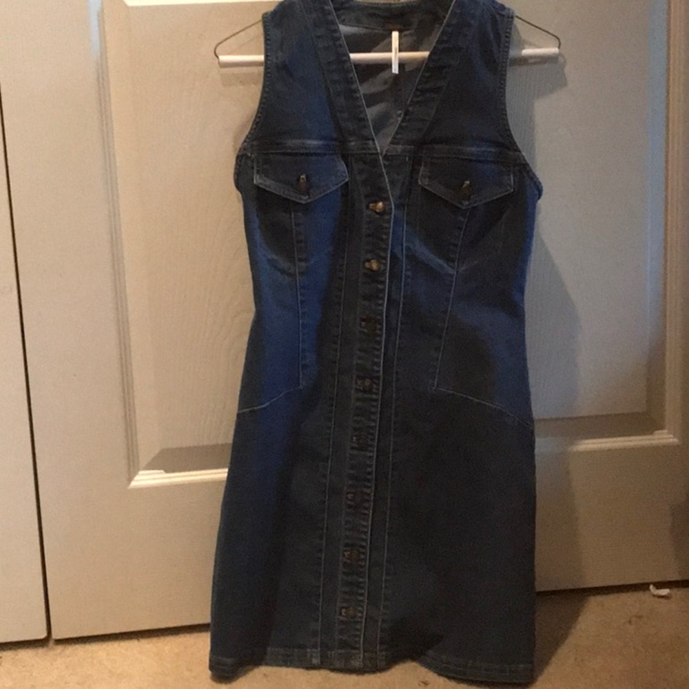 Free people denim button down mini dress